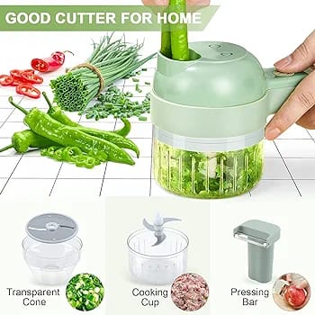 Rechargeable 4 In 1 Electric Vegetable Cutter With Multi-Function Slicer